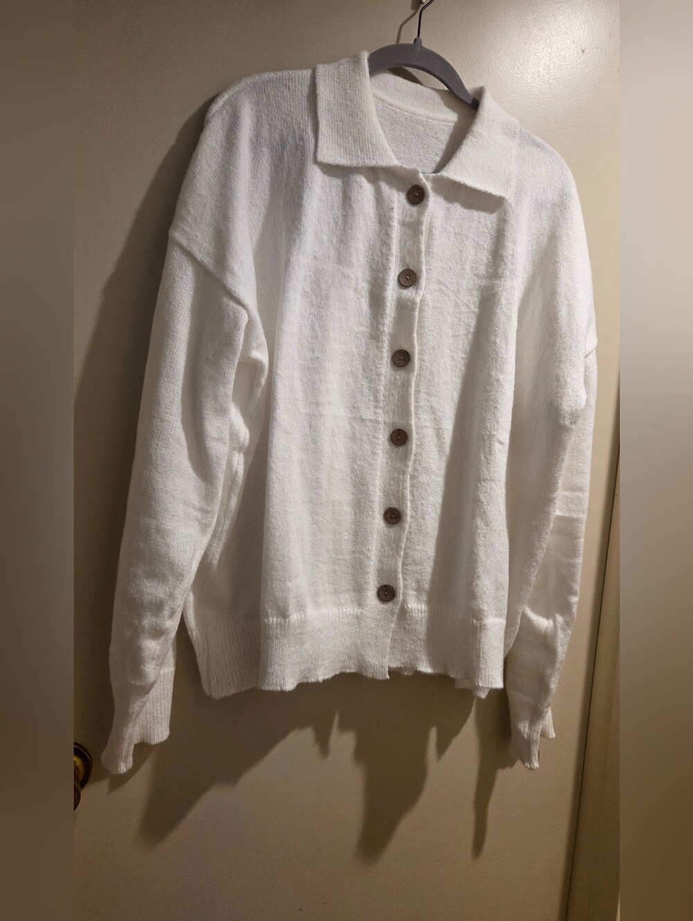 White Button-Front Women's Cardigan Sweater 3XW